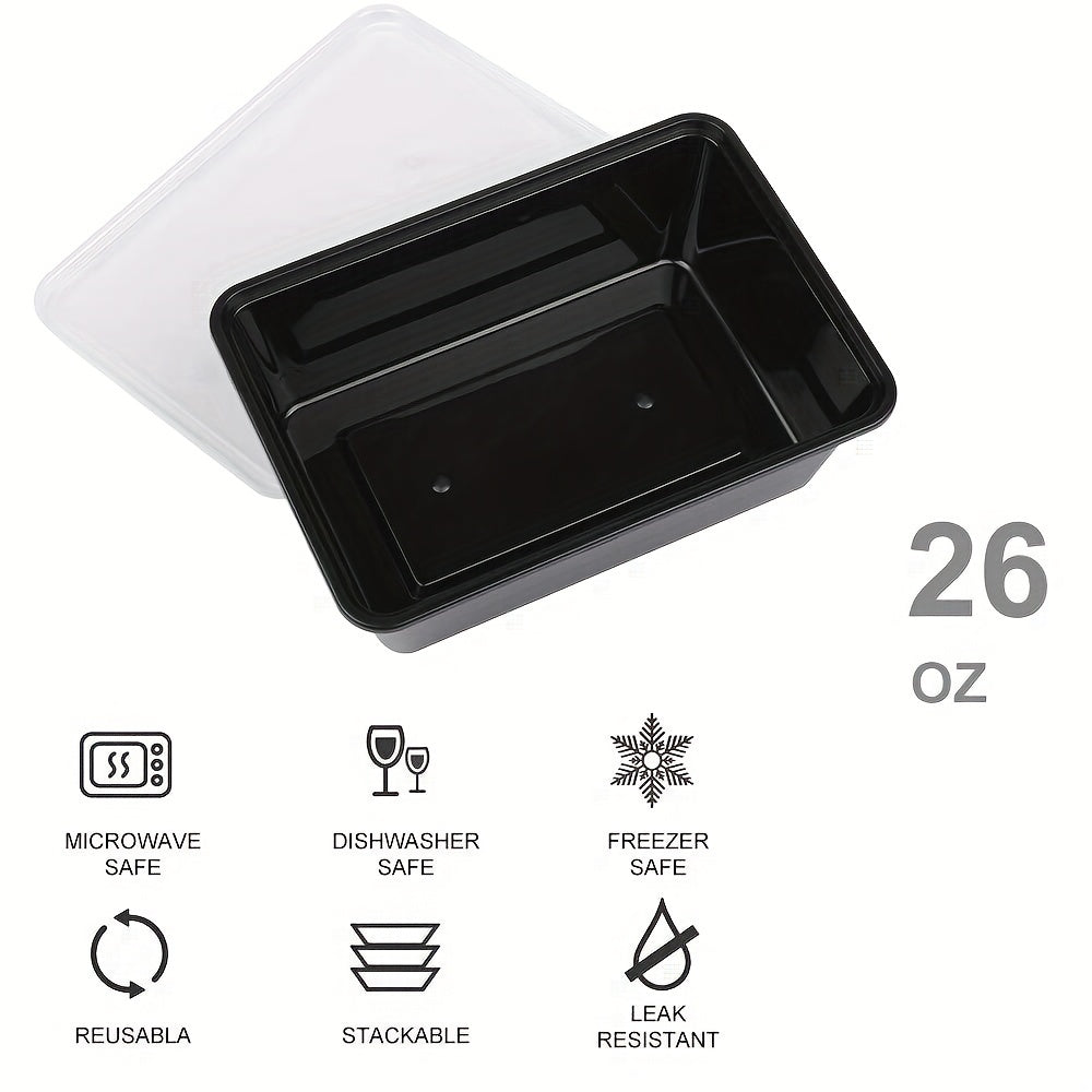 10/30/50pcs Meal Prep Containers, 26 OZ Microwavable Reusable Food Containers with Lids for Food Prepping, Disposable Lunch Boxes, Plastic Food Boxes- Stackable, Freezer Dishwasher Healthy