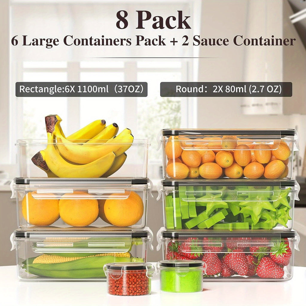 8pcs/14pcs Food Storage Containers Plastic Food Containers with Lids Airtight Pantry and Kitchen Containers Leak Proof Stackable Reusablefor Kitchen Organization for Meal Prep & leftover