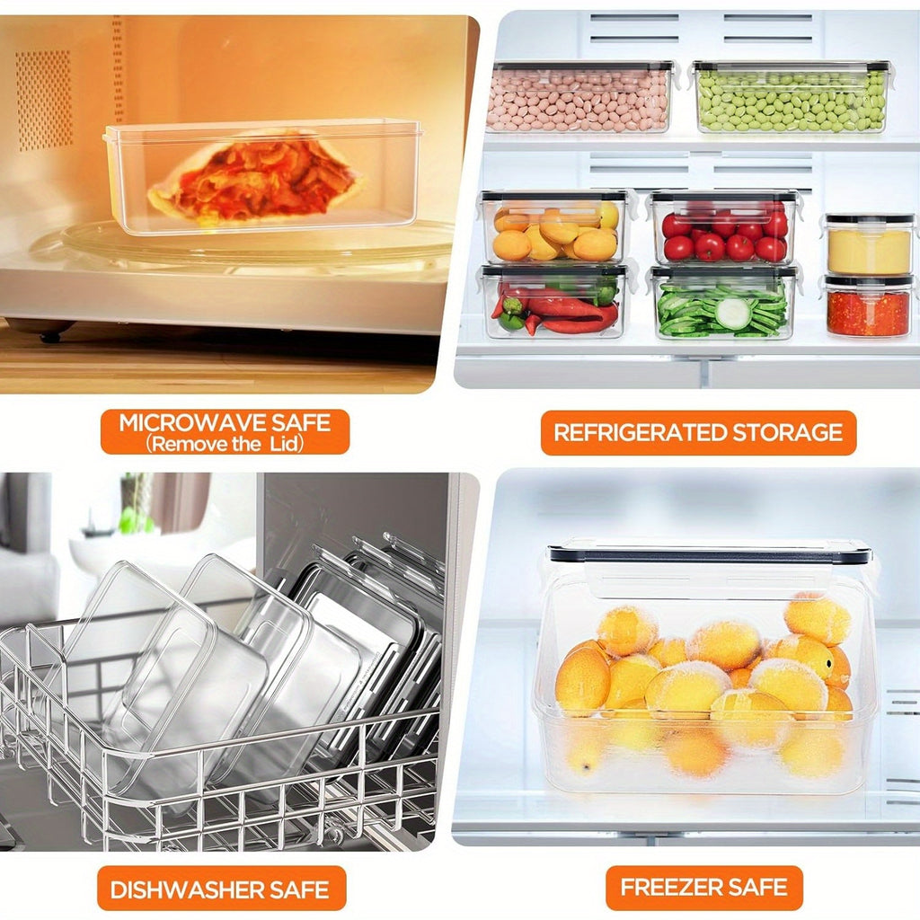 8pcs/14pcs Food Storage Containers Plastic Food Containers with Lids Airtight Pantry and Kitchen Containers Leak Proof Stackable Reusablefor Kitchen Organization for Meal Prep & leftover