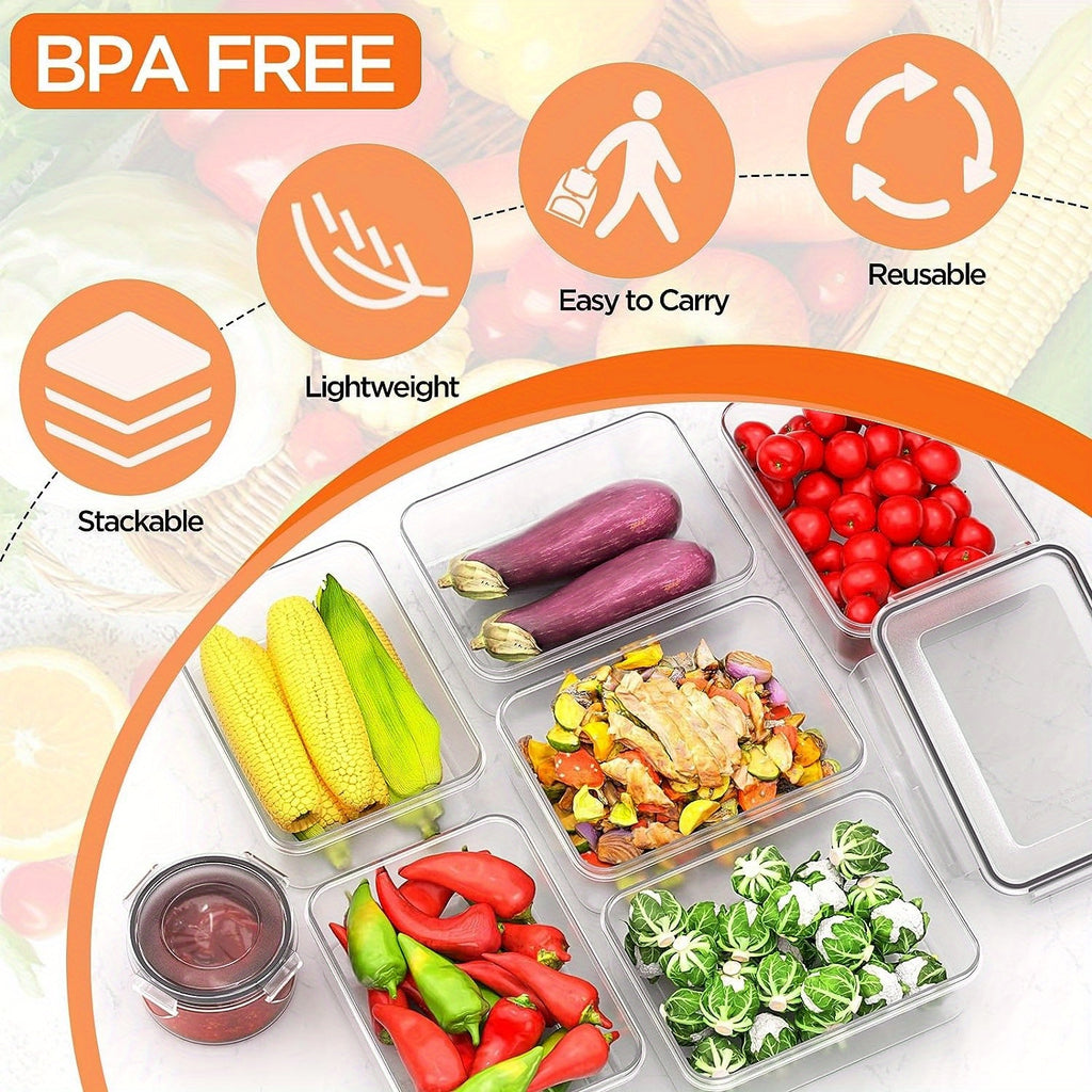 8pcs/14pcs Food Storage Containers Plastic Food Containers with Lids Airtight Pantry and Kitchen Containers Leak Proof Stackable Reusablefor Kitchen Organization for Meal Prep & leftover