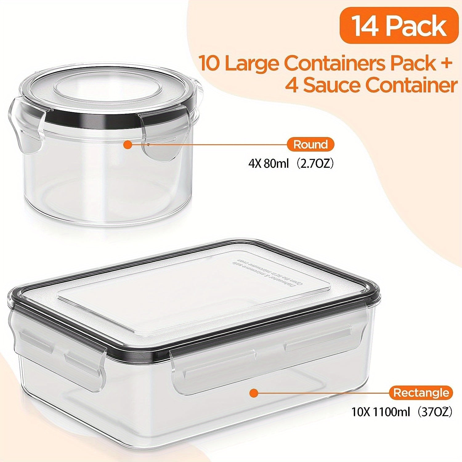 8pcs/14pcs Food Storage Containers Plastic Food Containers with Lids Airtight Pantry and Kitchen Containers Leak Proof Stackable Reusablefor Kitchen Organization for Meal Prep & leftover