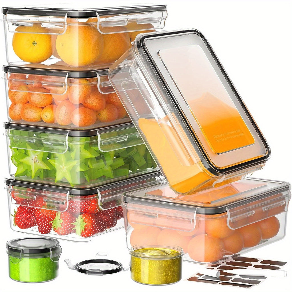 8pcs/14pcs Food Storage Containers Plastic Food Containers with Lids Airtight Pantry and Kitchen Containers Leak Proof Stackable Reusablefor Kitchen Organization for Meal Prep & leftover