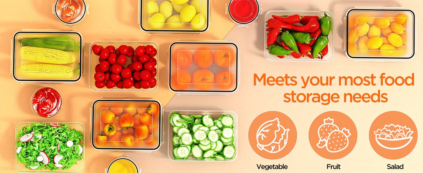 8pcs/14pcs Food Storage Containers Plastic Food Containers with Lids Airtight Pantry and Kitchen Containers Leak Proof Stackable Reusablefor Kitchen Organization for Meal Prep & leftover