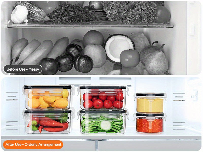 8pcs/14pcs Food Storage Containers Plastic Food Containers with Lids Airtight Pantry and Kitchen Containers Leak Proof Stackable Reusablefor Kitchen Organization for Meal Prep & leftover