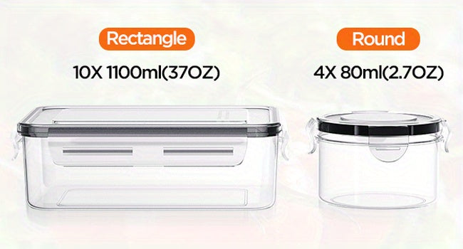 8pcs/14pcs Food Storage Containers Plastic Food Containers with Lids Airtight Pantry and Kitchen Containers Leak Proof Stackable Reusablefor Kitchen Organization for Meal Prep & leftover