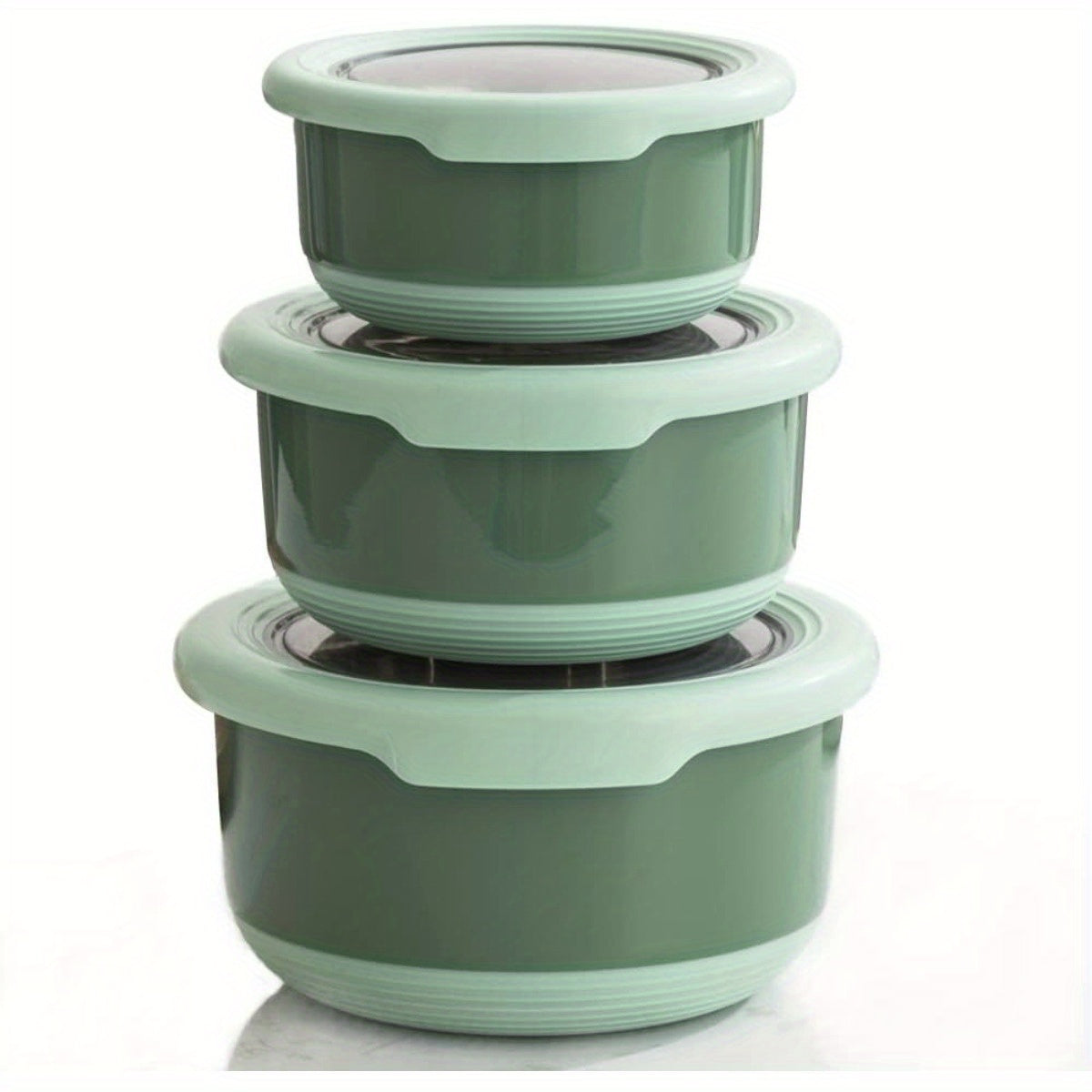AuraNest premium stainless steel food containers stacked with lids, showcasing durable, eco-friendly lunch storage solutions.