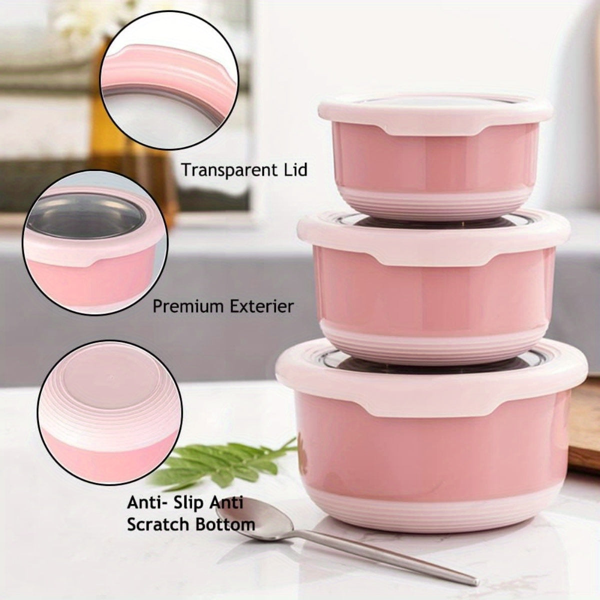 AuraNest premium stainless steel food containers with secure lids, ideal for lunch and meal storage.