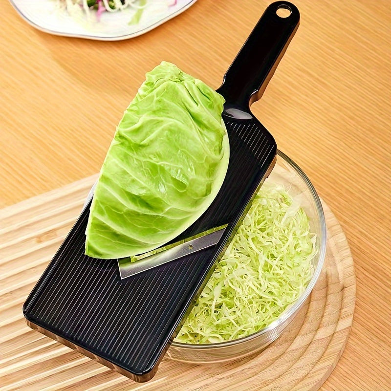 AuraNest multi-functional vegetable slicer with plastic and stainless steel blades for efficient kitchen prep and vegetable slicing.