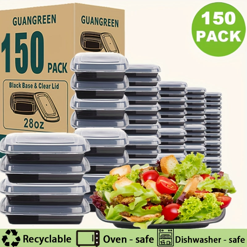 28oz Microwave-Safe Disposable Food Containers with Lids - Durable PP Meal Prep Boxes for Takeout, Lunches & Leftovers - 10/50/150 Pack Options