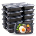 100pcs Black Disposable Food Containers with Lids - Leak-Proof, Stackable & Reusable Meal Prep Boxes - Microwave & Dishwasher Safe - Ideal for Home Cooking, Meals on the Go & Valentine's Day Gatherings, Portable Meal Containe