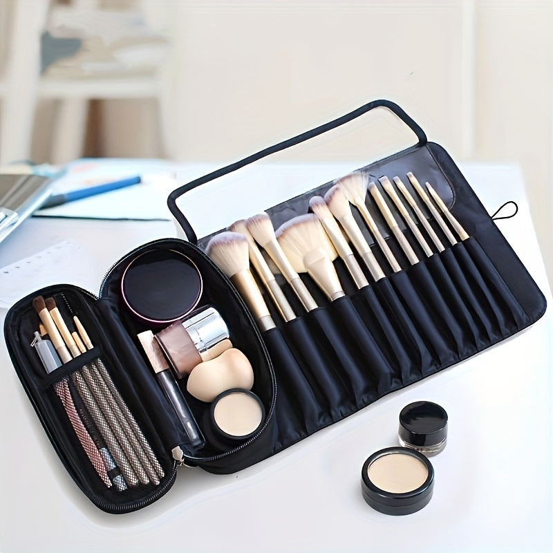 Large Capacity Makeup Brush Storage Pouch, Professional Multi-Functional Tool Organizer, Korean Style Portable Makeup Bag for Students