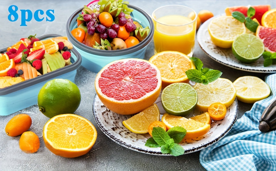 8 Collapsible Food Storage Containers With Lids, Rv Collapsible Bowls, Silicone Food Storage Containers, Camping Food Containers, Silicone Containers, Collapsible Containers For Food, Camping, Travel