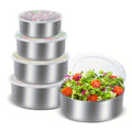 5pcs Stackable Food Storage Containers with Airtight Lids - Leakproof, Dishwasher Safe, Space-Saving Stainless Steel Kitchen Organizer for Meal Prep, Fridge, Pantry - Ideal for Vegetables, Fruits, Snacks, Leftovers - Heavy-Du