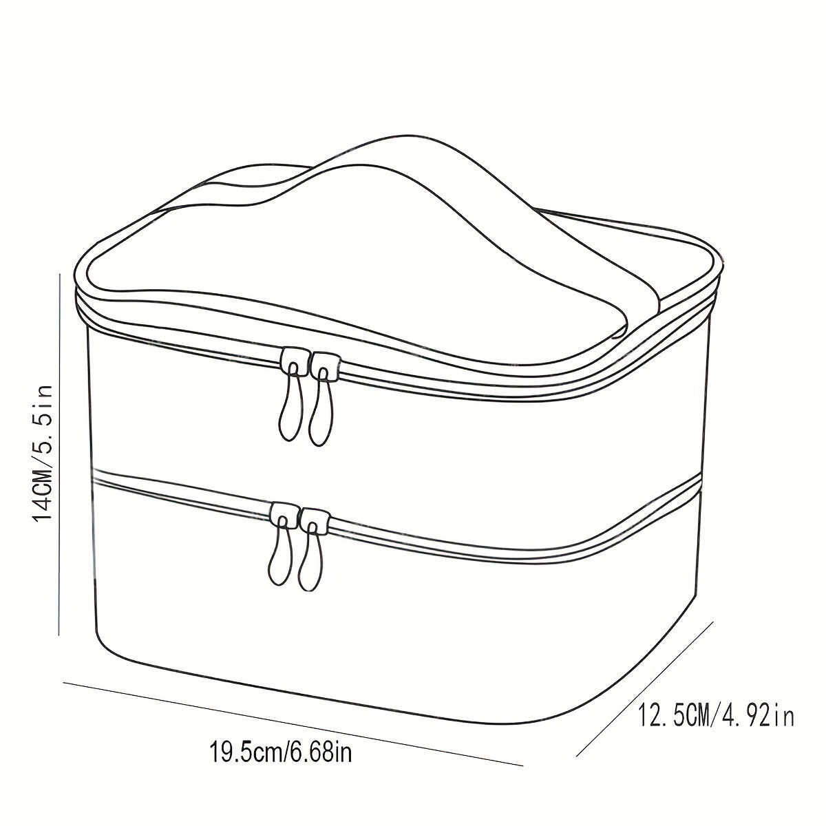 Double-layer Makeup Bag with Pink Polka Dots for Skincare Product Storage