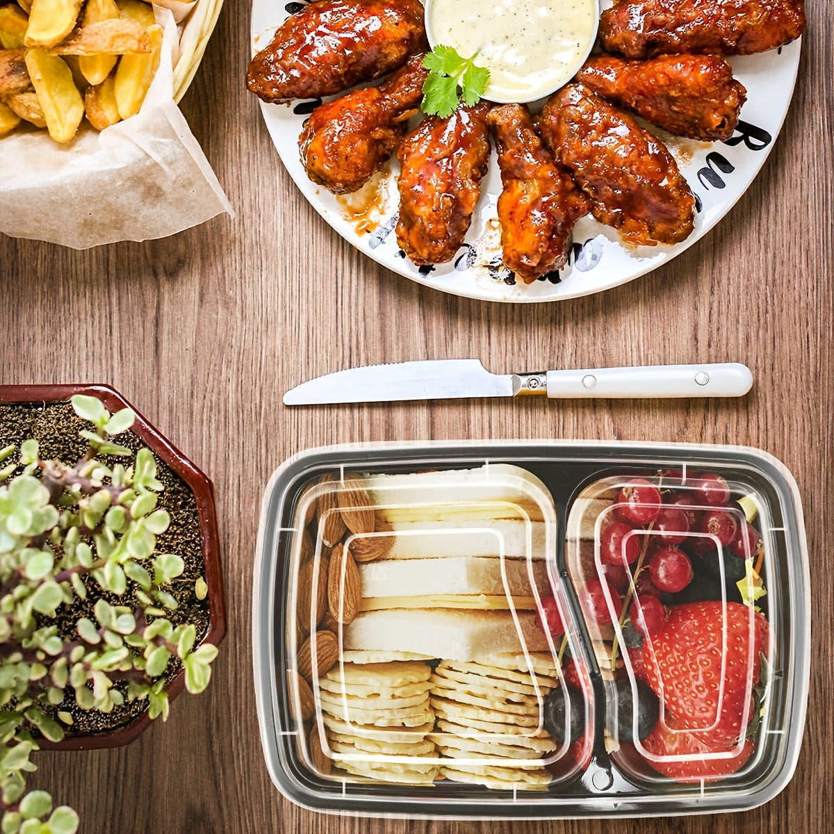 5-25pcs Of 32oz Meal Prep Containers, 2 Food Containers with Lids, Direct Lunch Box Set/large Food Containers with Lids/2 Compartment Bento Boxes, Leak-proof