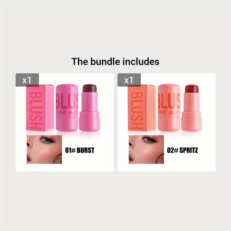 AuraNest Waterproof Jelly Blush Stick in vibrant pink, showing its sleek dual-use design for lips and cheeks.