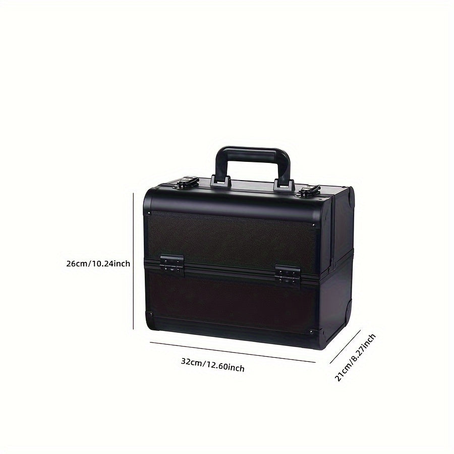 [Makeup Train Case] Portable Multi Compartments Makeup Box - Cosmetic Box with Locks, Jewelry Storage, Beauty Organizer