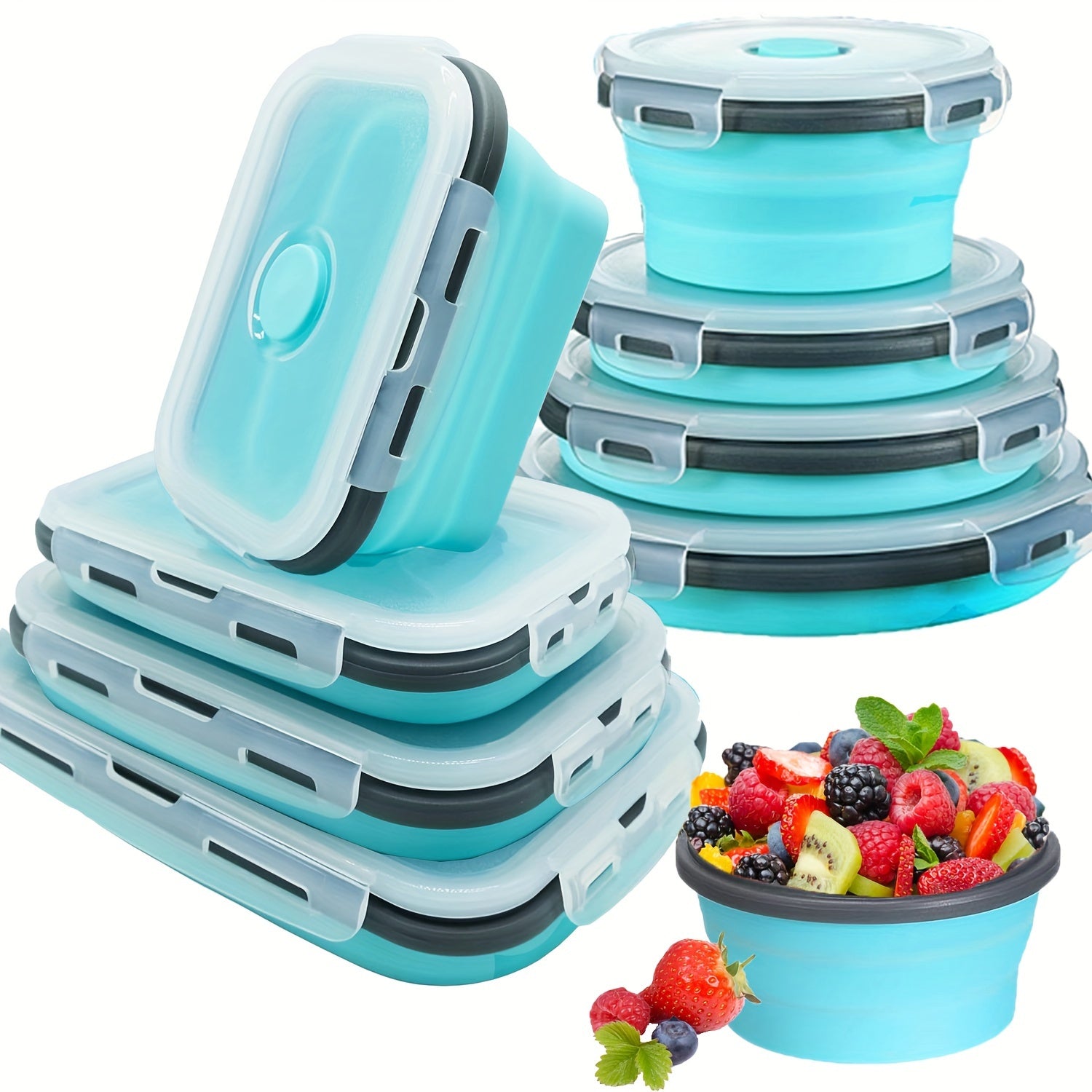 8 Collapsible Food Storage Containers With Lids, Rv Collapsible Bowls, Silicone Food Storage Containers, Camping Food Containers, Silicone Containers, Collapsible Containers For Food, Camping, Travel