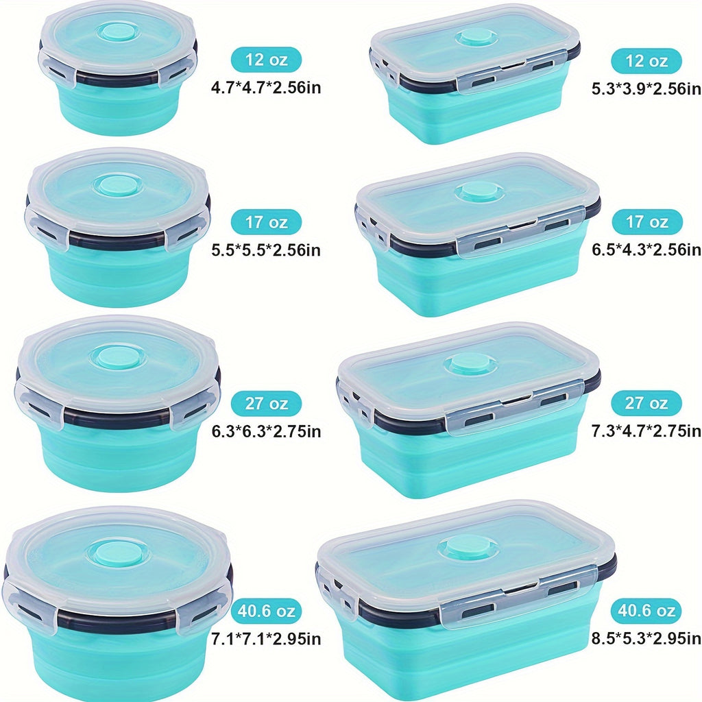 8 Collapsible Food Storage Containers With Lids, Rv Collapsible Bowls, Silicone Food Storage Containers, Camping Food Containers, Silicone Containers, Collapsible Containers For Food, Camping, Travel