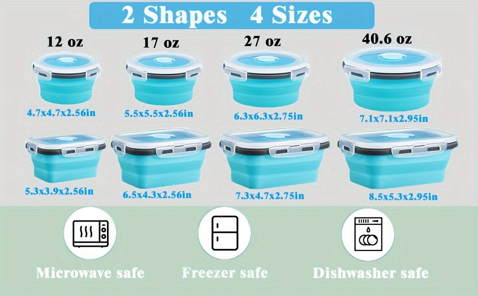 8 Collapsible Food Storage Containers With Lids, Rv Collapsible Bowls, Silicone Food Storage Containers, Camping Food Containers, Silicone Containers, Collapsible Containers For Food, Camping, Travel