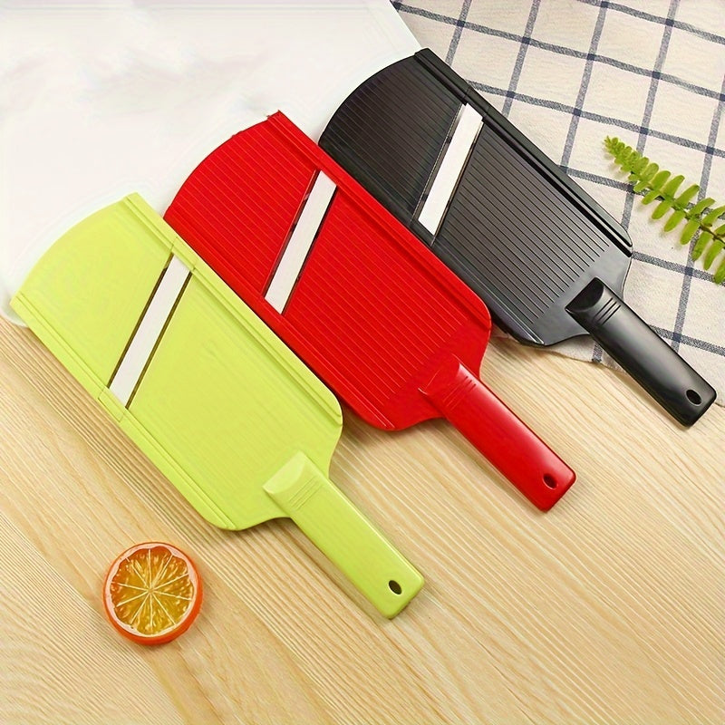 AuraNest multi-functional vegetable slicer with plastic and stainless steel blades for efficient kitchen prep.