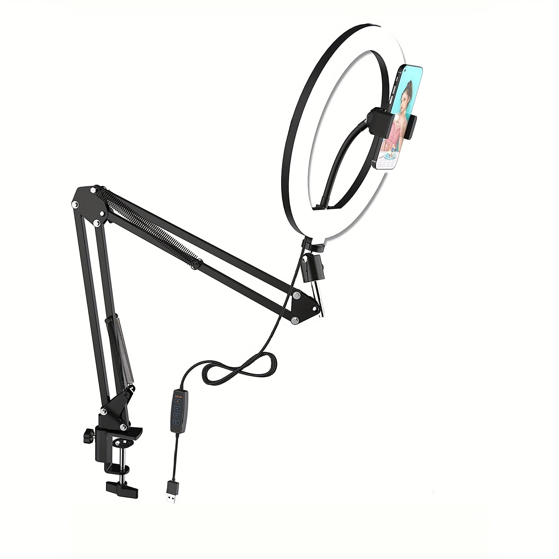 Live Streaming Fill Light, Beauty Light, Desktop Beauty Lighting, Indoor Face Light, Popular Photo Light, Mobile Shooting Light, Tiktok Light with a Ring Soft Light, And a 10-Inch Lamp with a Cantilever Stand