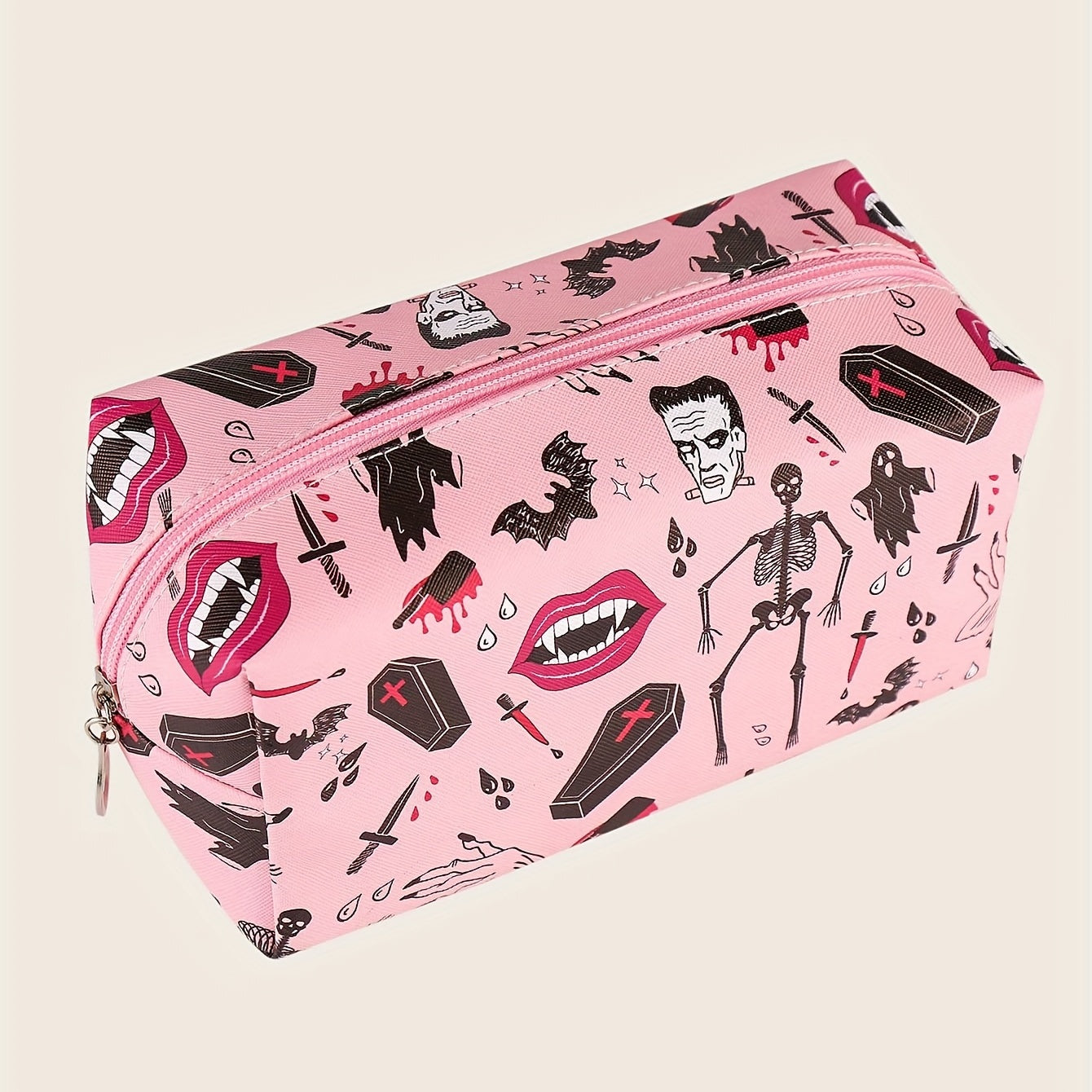 Halloween Skeleton Bat Pattern Makeup Bag