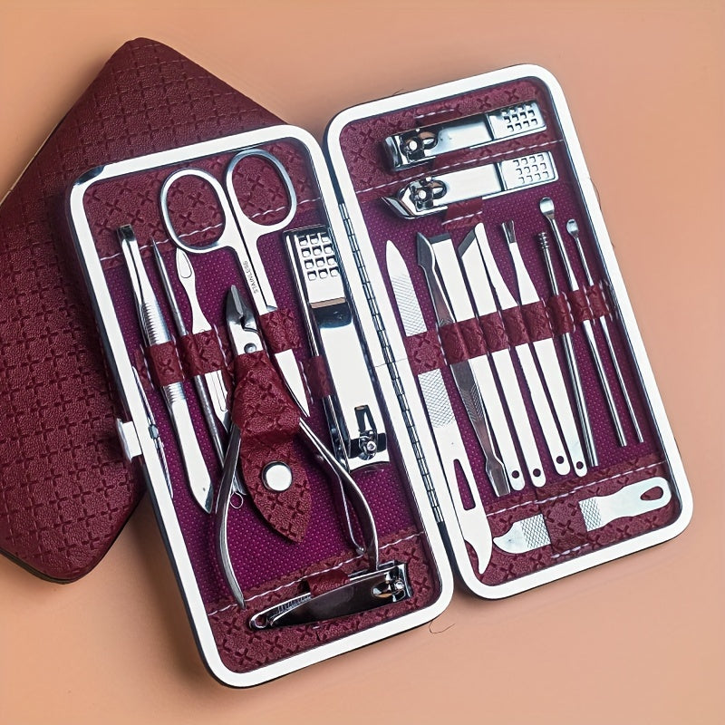 Professional Manicure And Pedicure Set, with Portable Case, for Nail Care, toenail & foot clean