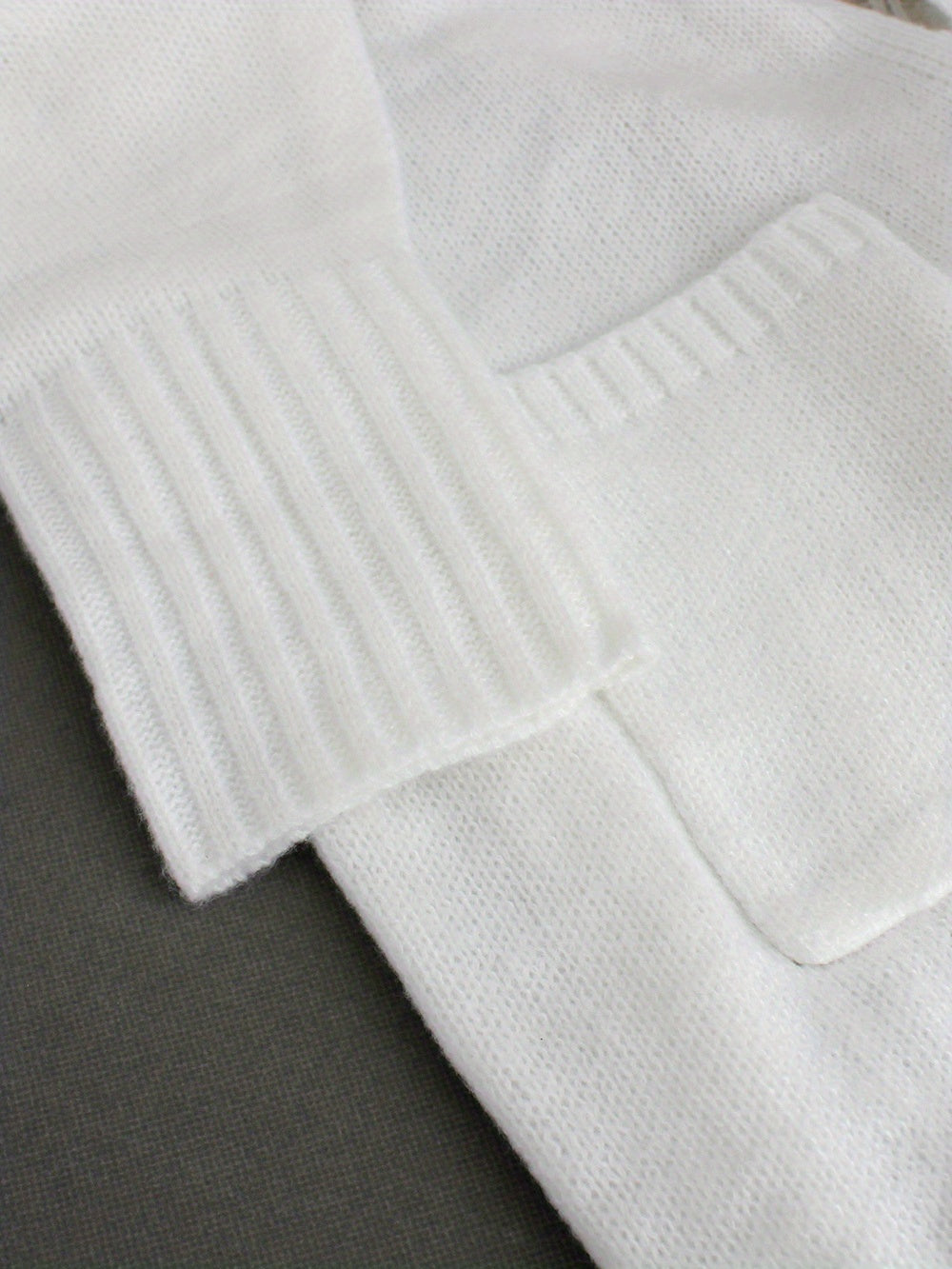 [Cozy Cardigan] Cozy White Hooded Cardigan | Women's Long Sleeve Open Front Sweater with Ribbed Detailing, Loose Fit Mid-Stretch Fall Winter Casual Chic Layering Piece, Medium Elasticity, Breathable Material