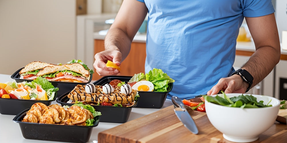 100pcs Black Disposable Food Containers with Lids - Leak-Proof, Stackable & Reusable Meal Prep Boxes - Microwave & Dishwasher Safe - Ideal for Home Cooking, Meals on the Go & Valentine's Day Gatherings, Portable Meal Containe