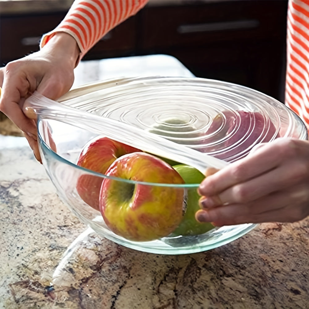 6pcs Silicone Stretch Lids - Reusable & Washable Bowl Covers, Kitchen & Dining Essentials