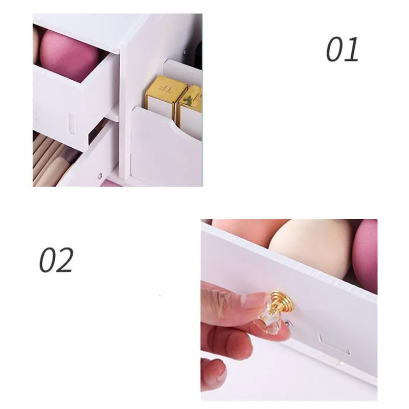 Makeup Organizer Large Capacity Cosmetic Storage Box Drawer Storage  Jewelry Box Desktop NailPolish Makeup Container With Mirror
