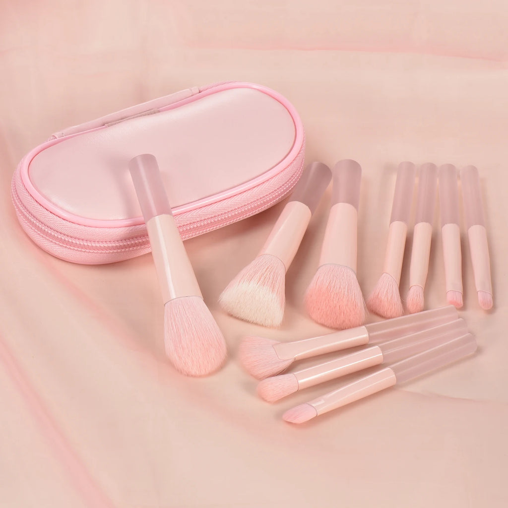 10 Pink Mini makeup brush Travel Makeup tool set
