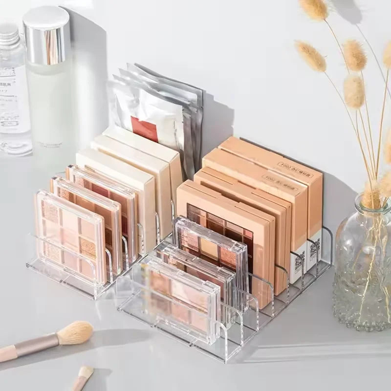 Makeup Organizer Box, 7-Compartment Clear Storage Shelf, Multi-Cell Display for Cosmetics