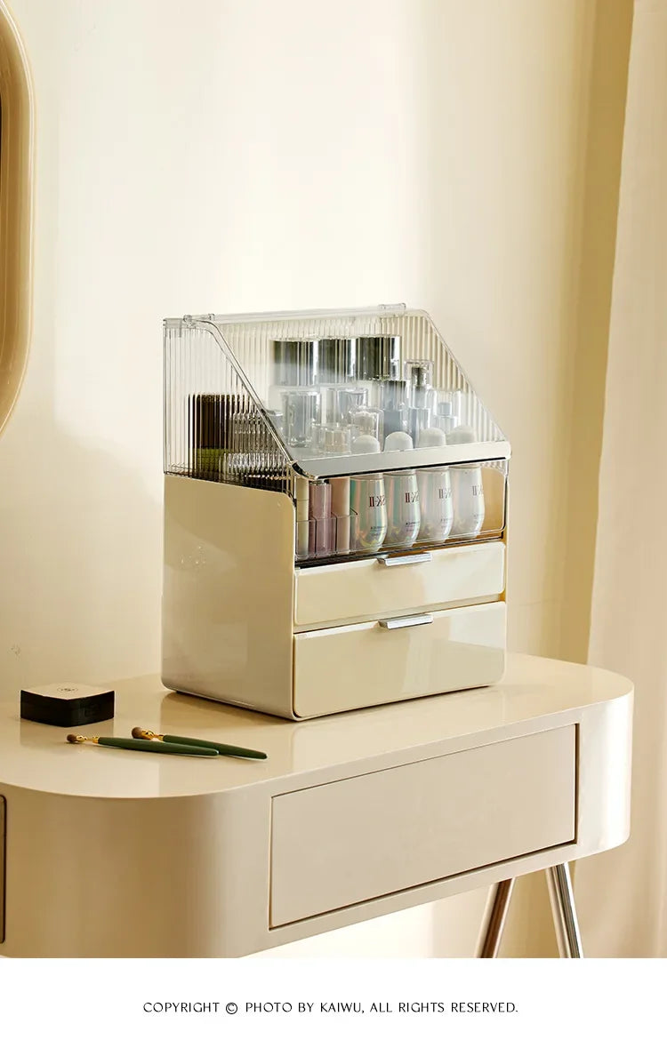 Desktop Makeup Container W Drawer/Cosmetic Large Capacity Container