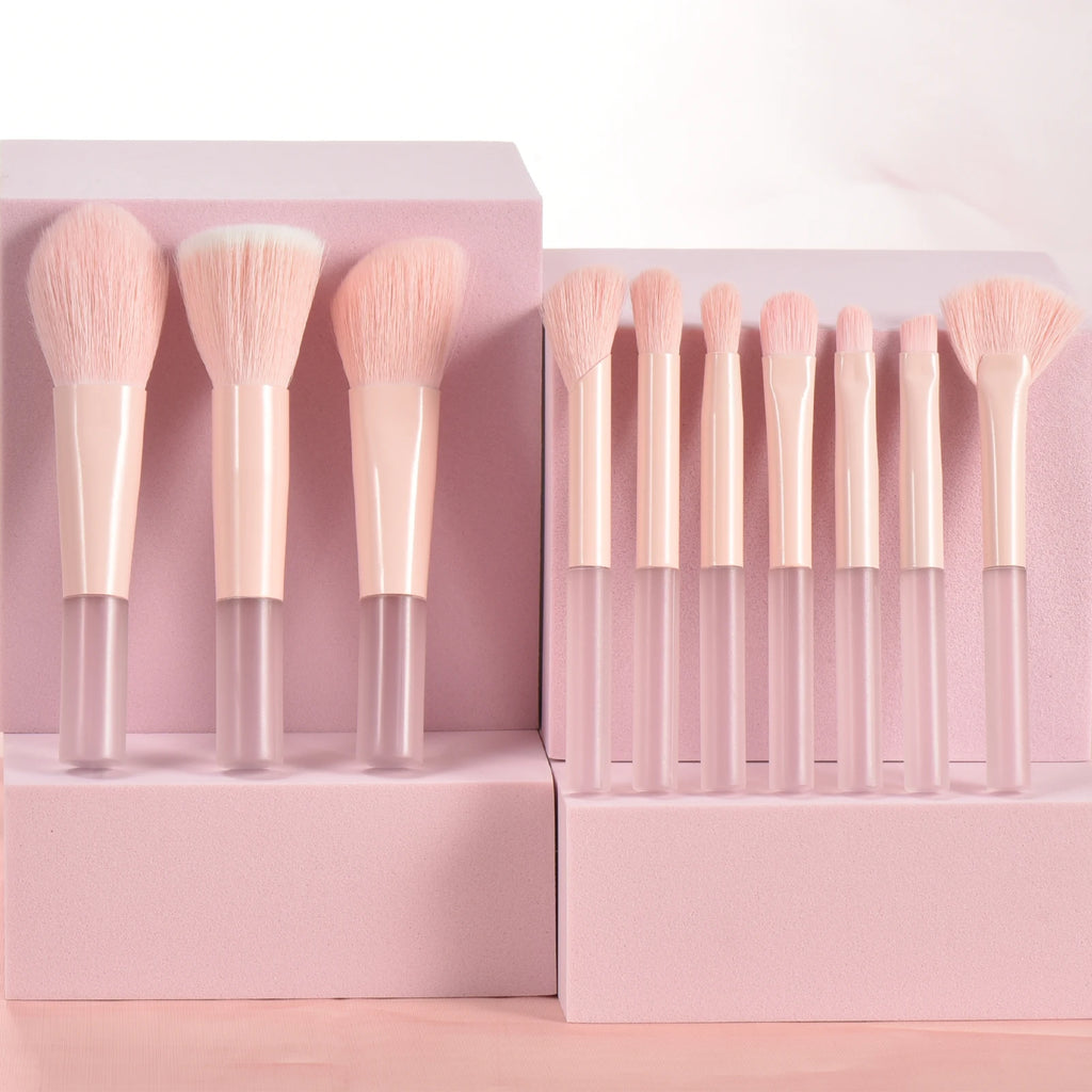 10 Pink Mini makeup brush Travel Makeup tool set