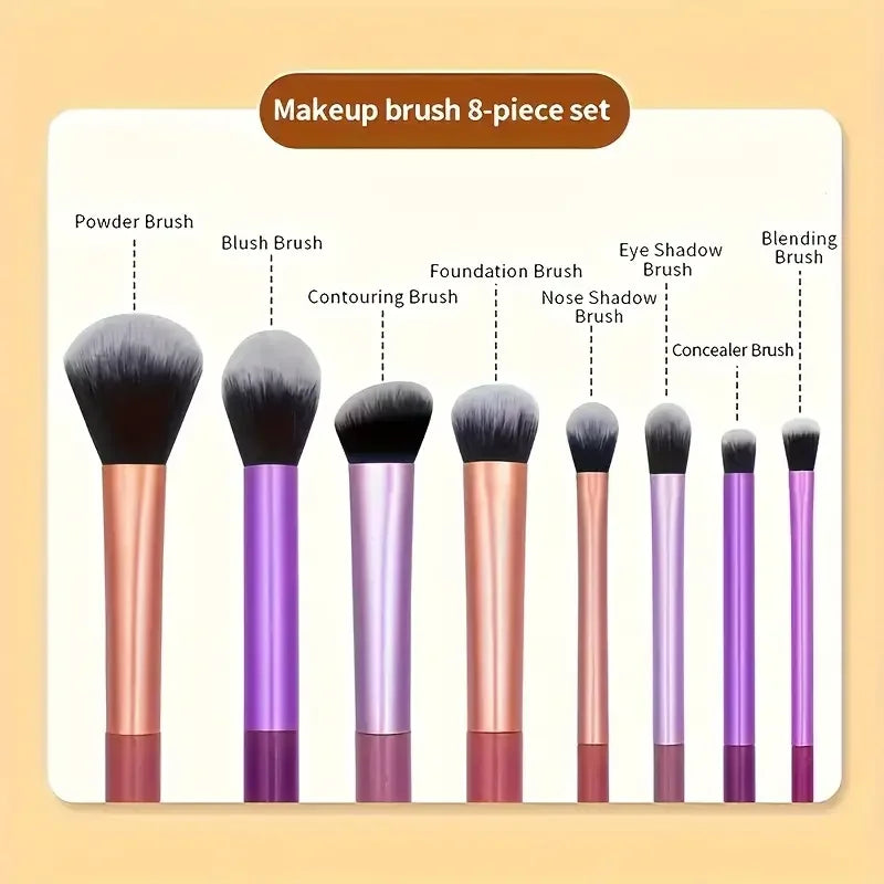 8pcs Makeup Brush Kit Soft Hair Cosmetic Makeup Tools