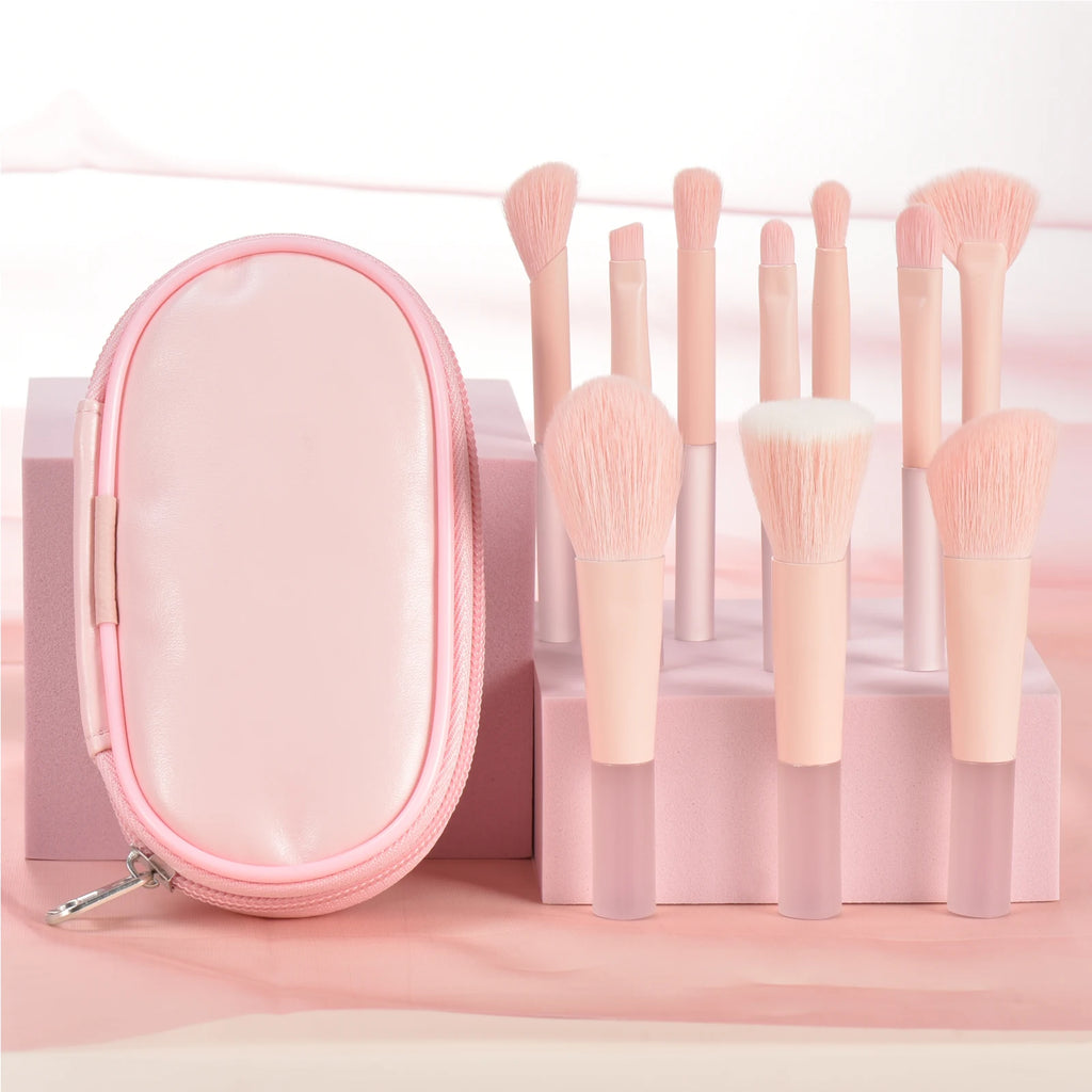 10 Pink Mini makeup brush Travel Makeup tool set