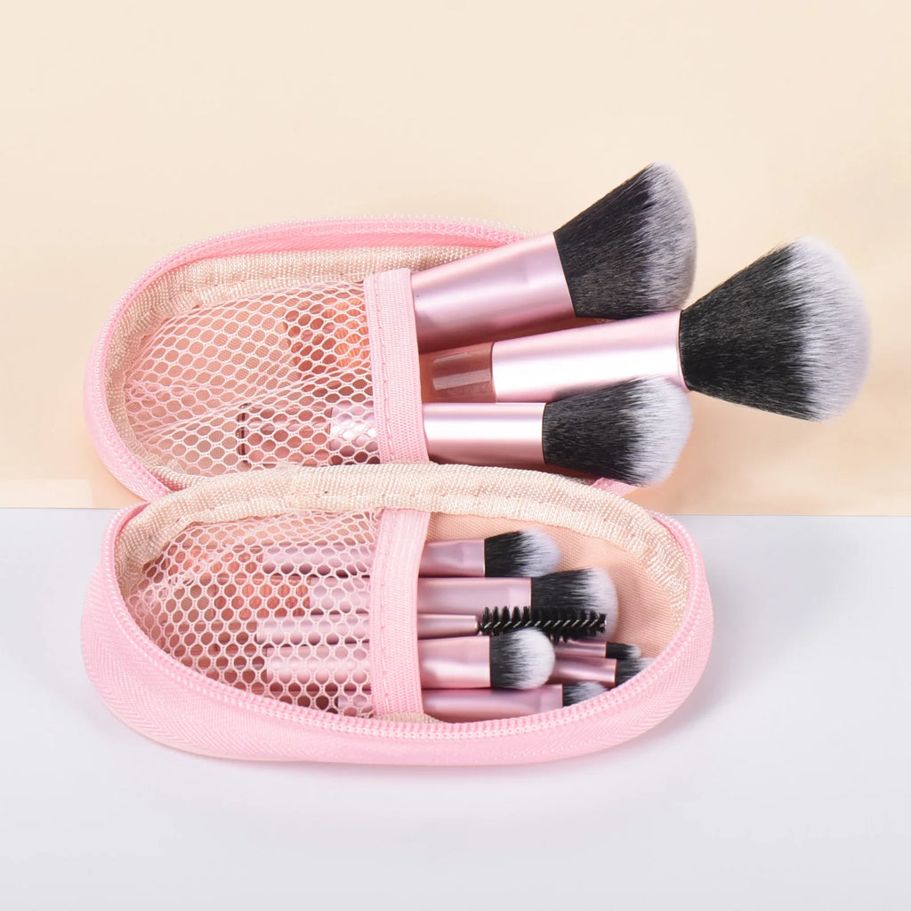 10 Pink Mini makeup brush Travel Makeup tool set