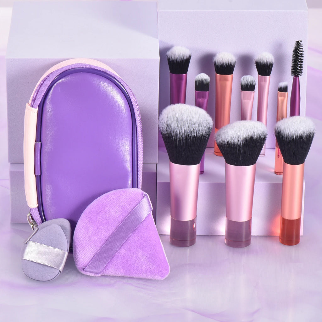 10 Pink Mini makeup brush Travel Makeup tool set
