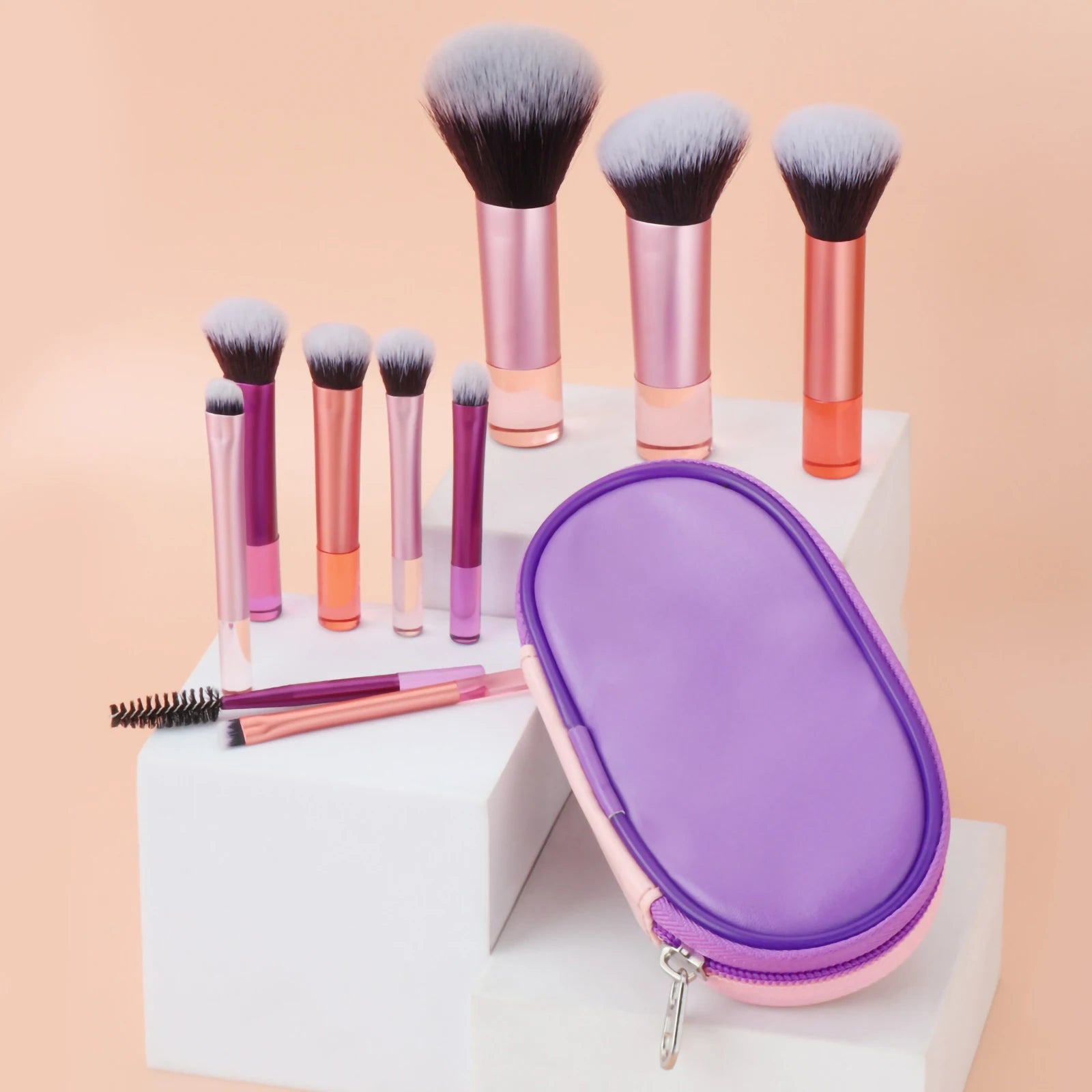 10 Pink Mini makeup brush Travel Makeup tool set