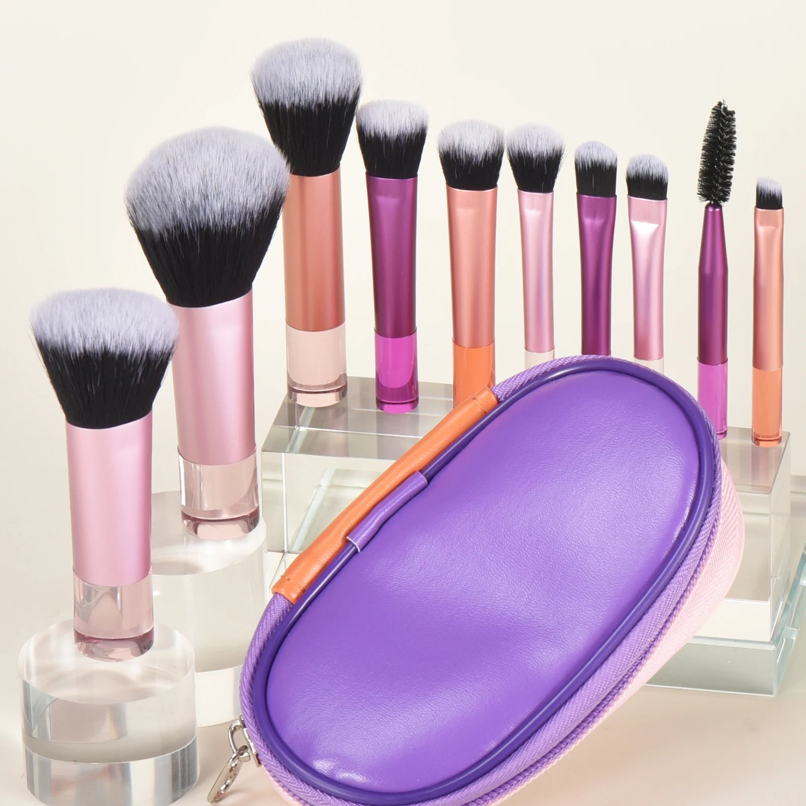 10 Pink Mini makeup brush Travel Makeup tool set