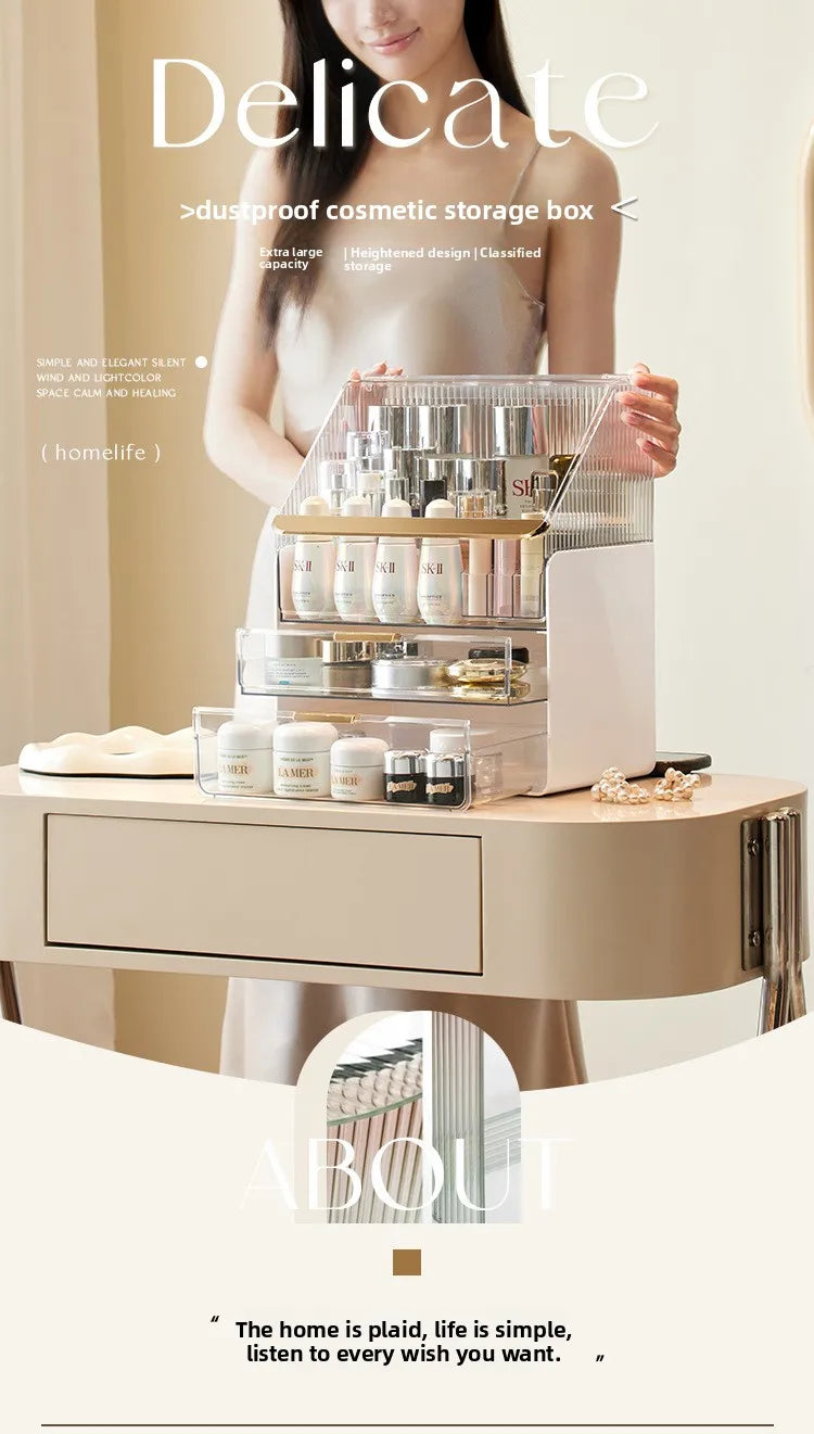 Desktop Makeup Container W Drawer/Cosmetic Large Capacity Container
