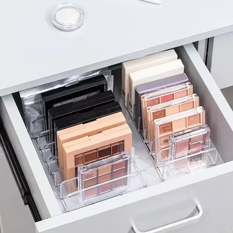 Makeup Organizer Box, 7-Compartment Clear Storage Shelf, Multi-Cell Display for Cosmetics