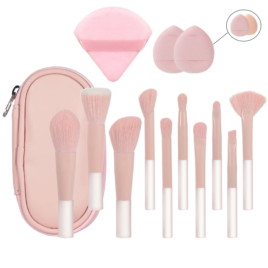 10 Pink Mini makeup brush Travel Makeup tool set