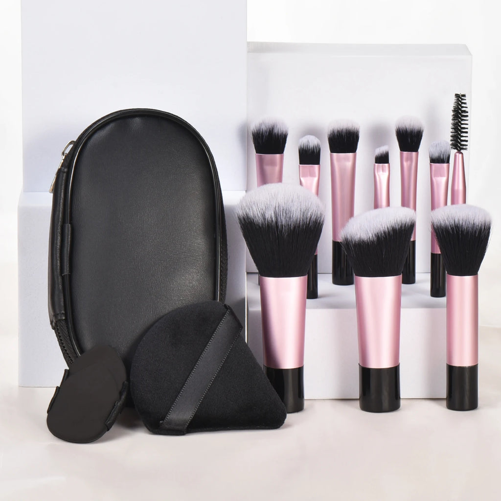 10 Pink Mini makeup brush Travel Makeup tool set