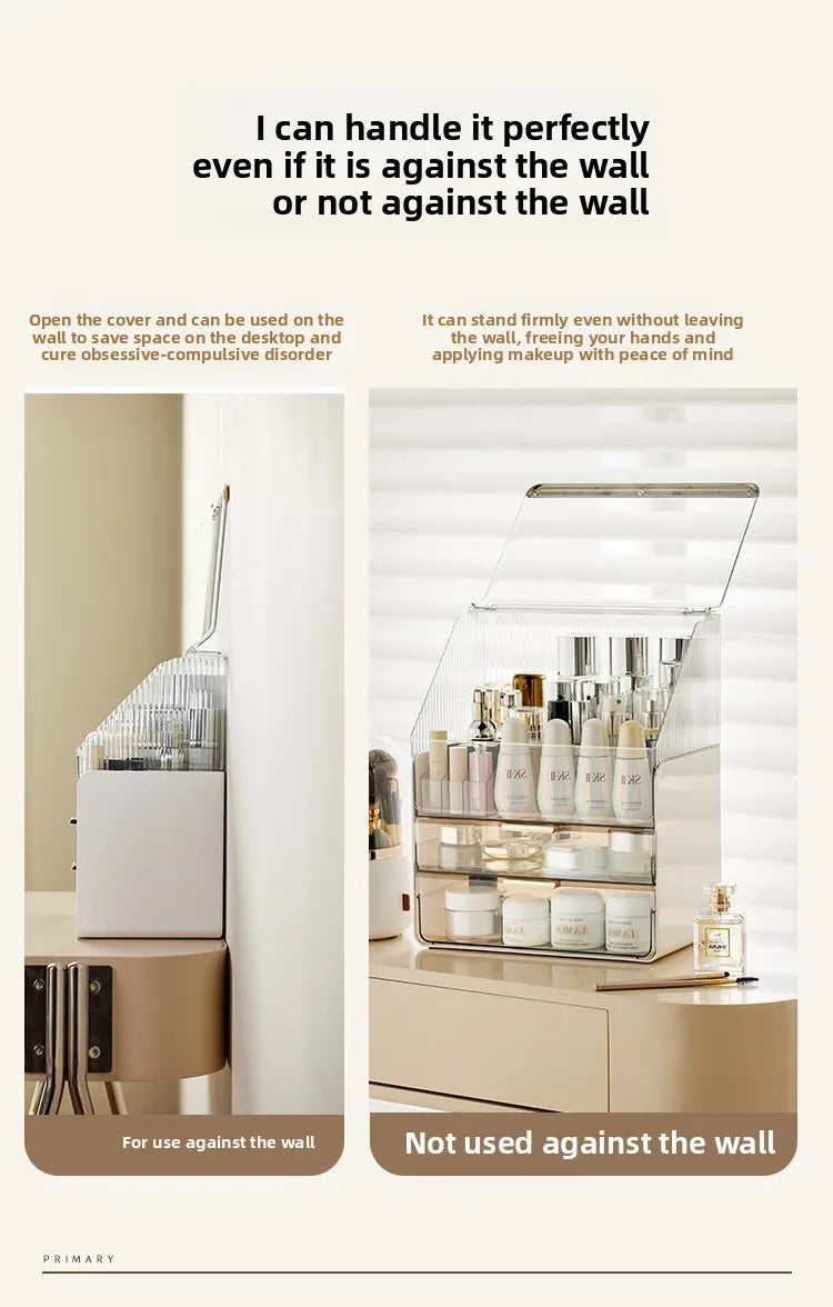 Desktop Makeup Container W Drawer/Cosmetic Large Capacity Container
