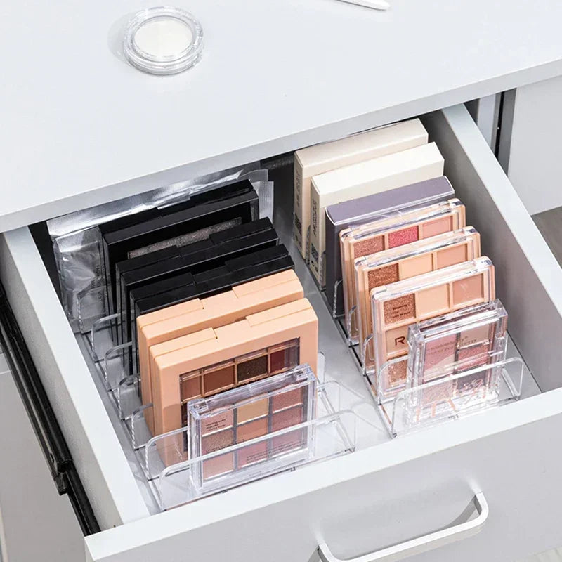 Makeup Organizer Box, 7-Compartment Clear Storage Shelf, Multi-Cell Display for Cosmetics