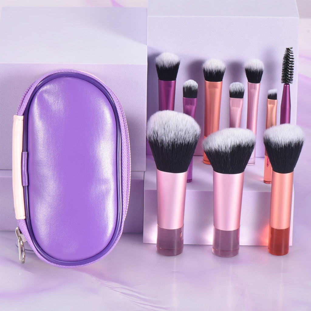 10 Pink Mini makeup brush Travel Makeup tool set