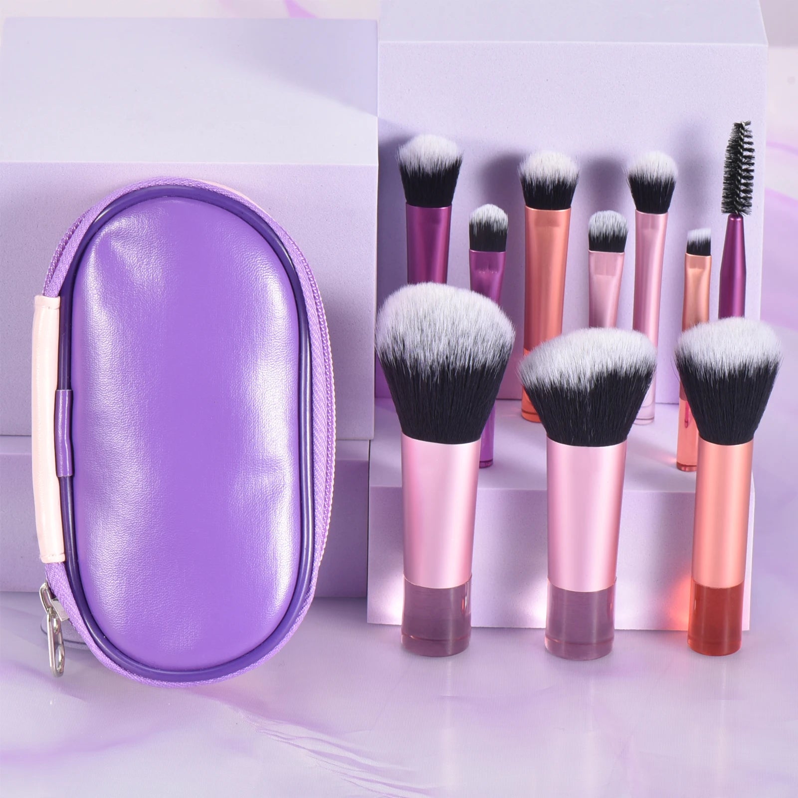 10 Pink Mini makeup brush Travel Makeup tool set